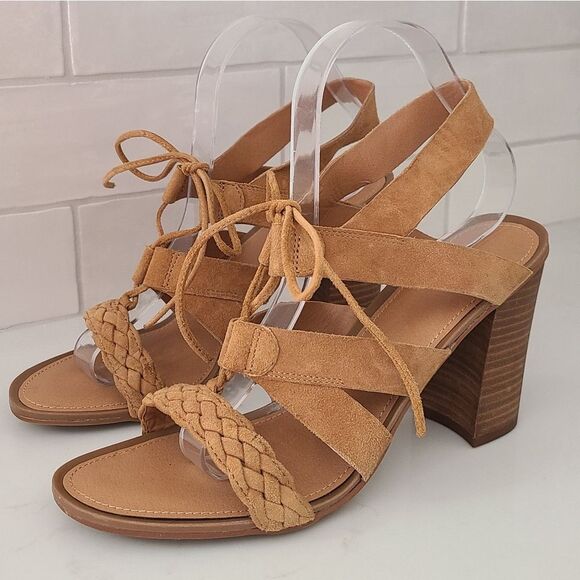 Franco Sarto Sierra Leather Lace Up Tie Block Heel Sandals Size 9.5 - Picture 9 of 9